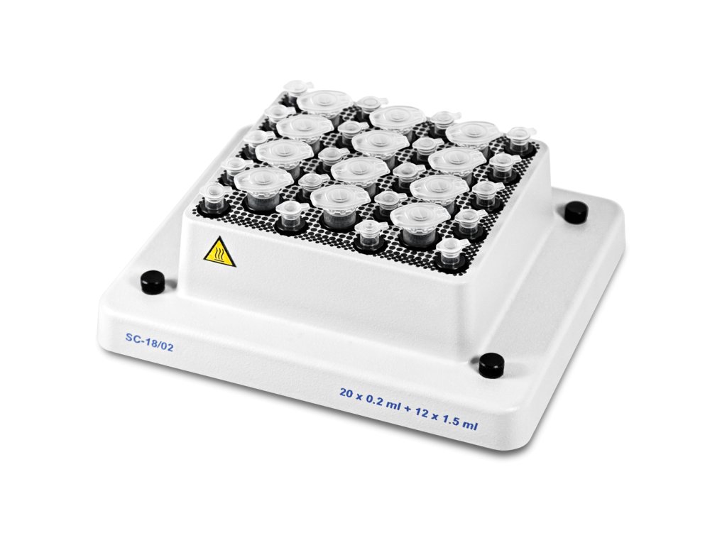 Block SC-18/02, 20x0,2 and 12x1,5 ml microtubes